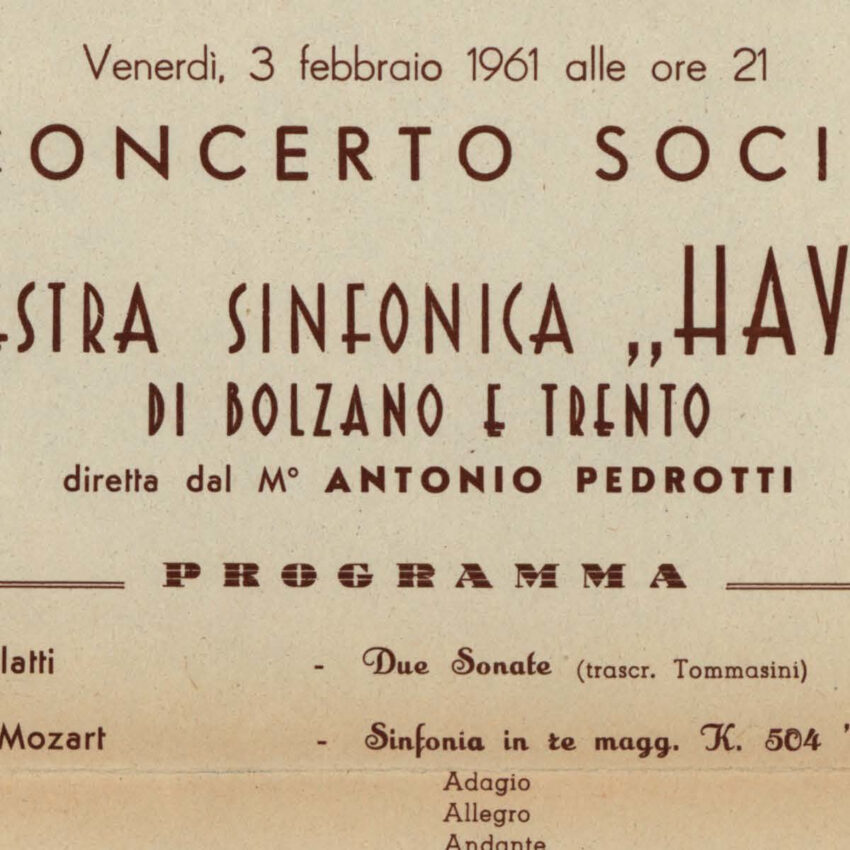 Concerto, Orchestra Haydn, Programma di sala, Trento, Trient