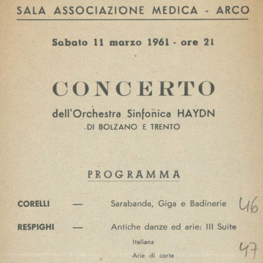 Concerto, Orchestra Haydn, Programma di sala, Arco
