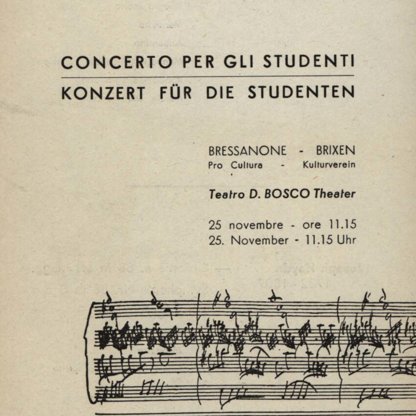 Programma di sala, Orchestra Haydn, Bressanone, Brixen, 1961-1962