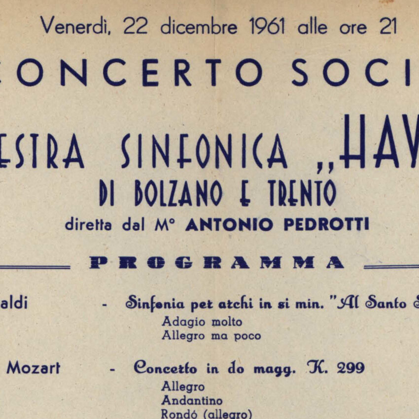 Programma di sala, Orchestra Haydn, Concerto, Trento, Trient, 1961-1962