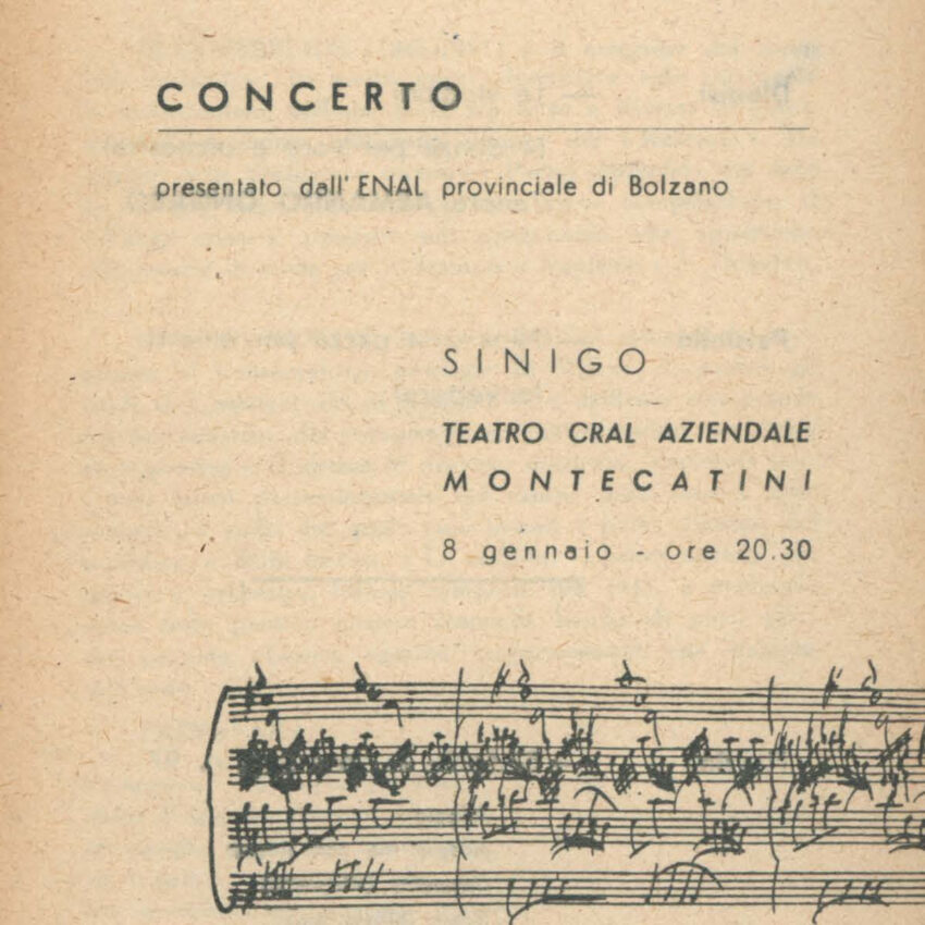Programma di sala, Orchestra Haydn, Concerto, Sinigo, 1961-1962