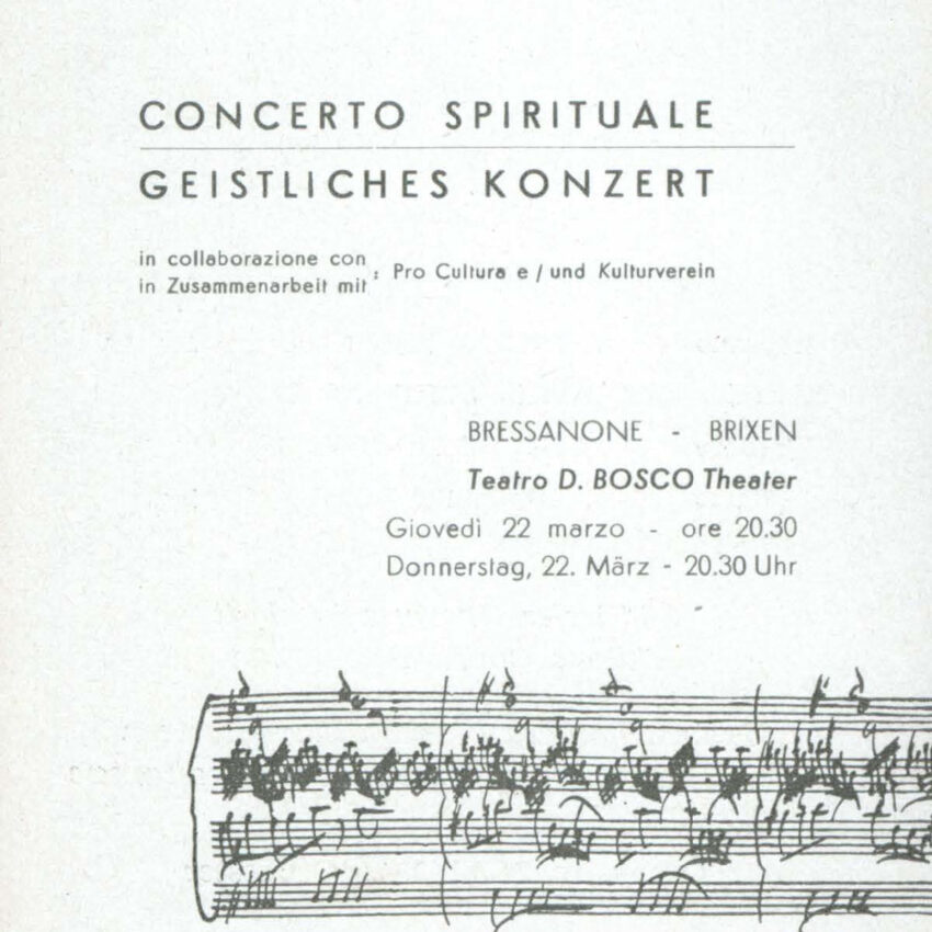 Programma di sala, Orchestra Haydn, Concerto, Bressanone, Brixen, 1961-1962