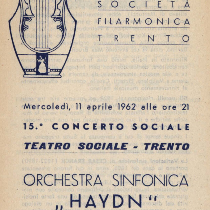 Programma di sala, Orchestra Haydn, Concerto, Trento, Trient, 1961-1962