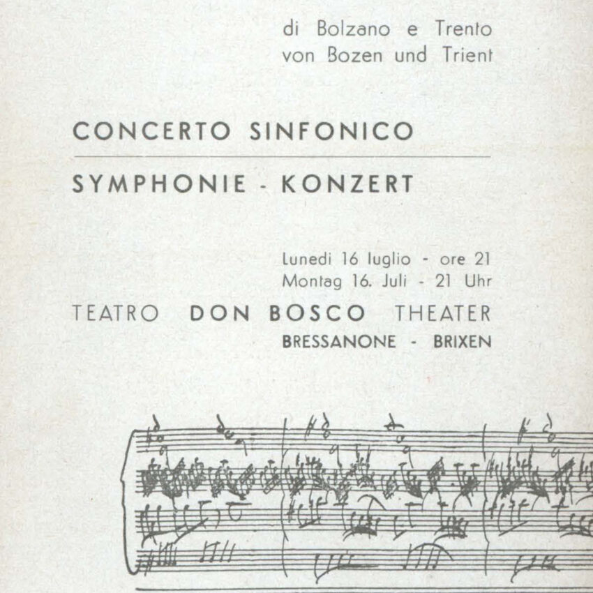Programma di sala, Orchestra Haydn, Concerto, Bressanone, Brixen, 1961-1962