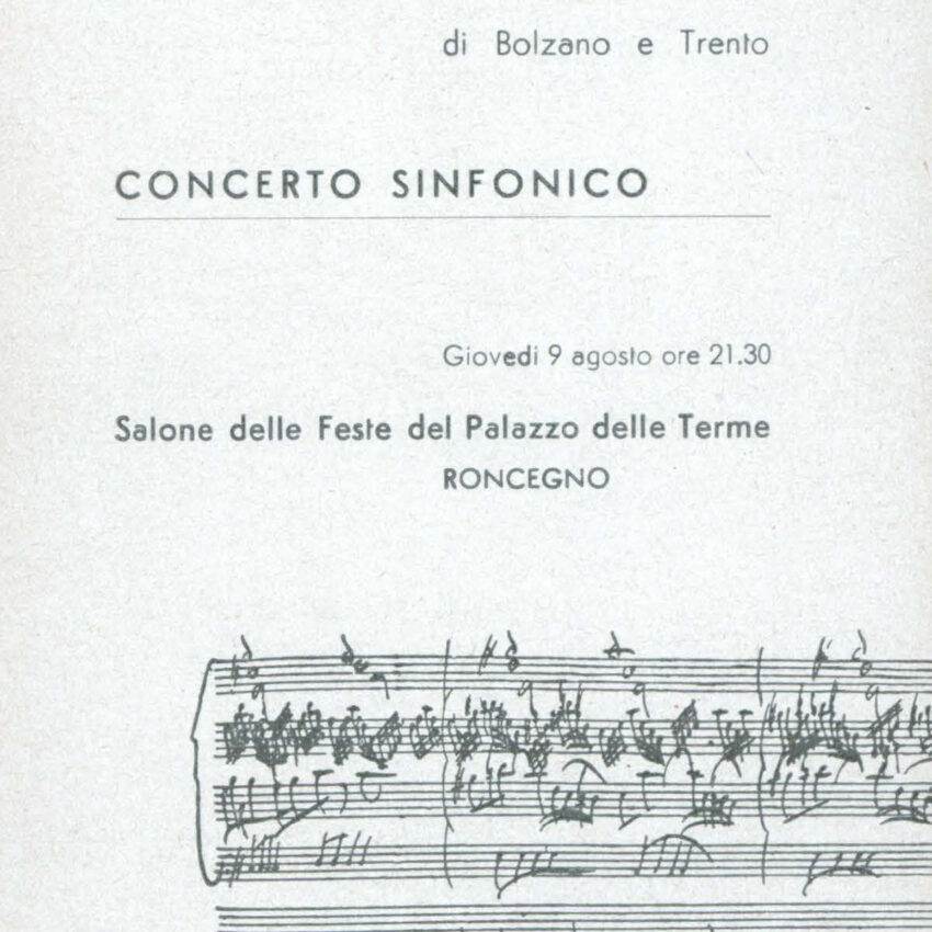 Programma di sala, Orchestra Haydn, Concerto, Roncegno, 1961-1962