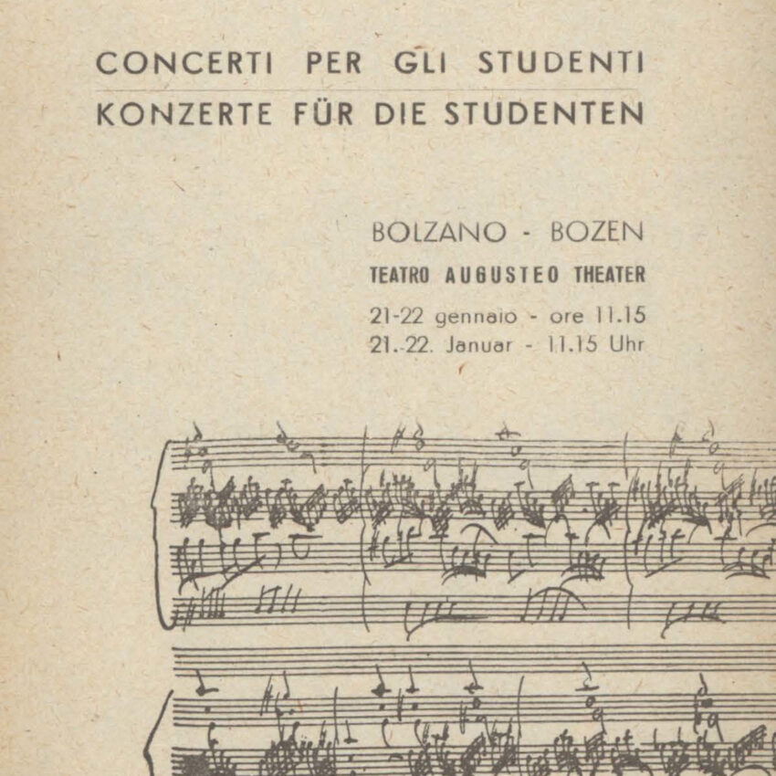 Concerto, Orchestra Haydn, Programma di sala, Bolzano, Bozen, 1962-1963