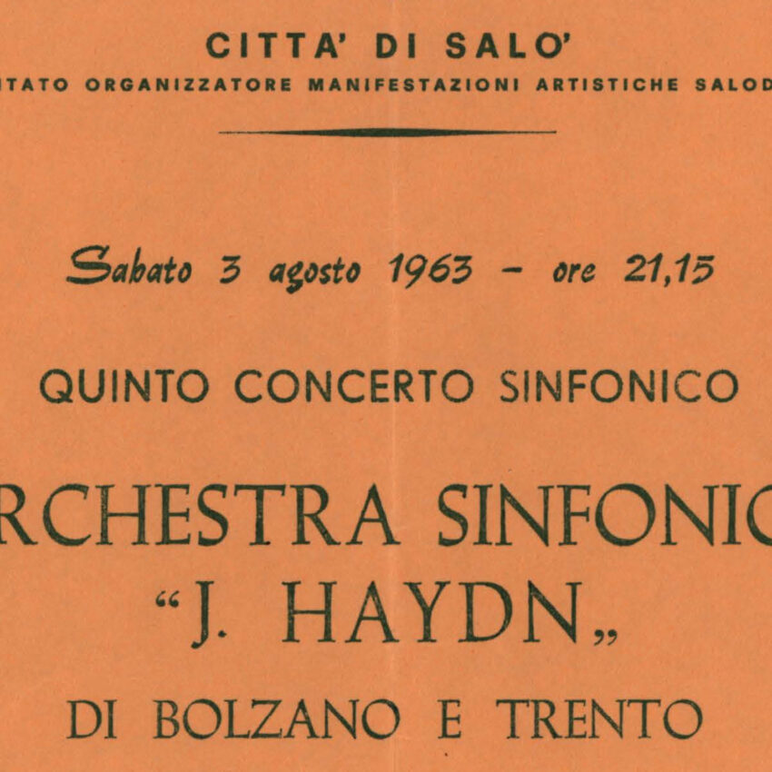 Concerto, Orchestra Haydn, Programma di sala, Salò, 1962-1963