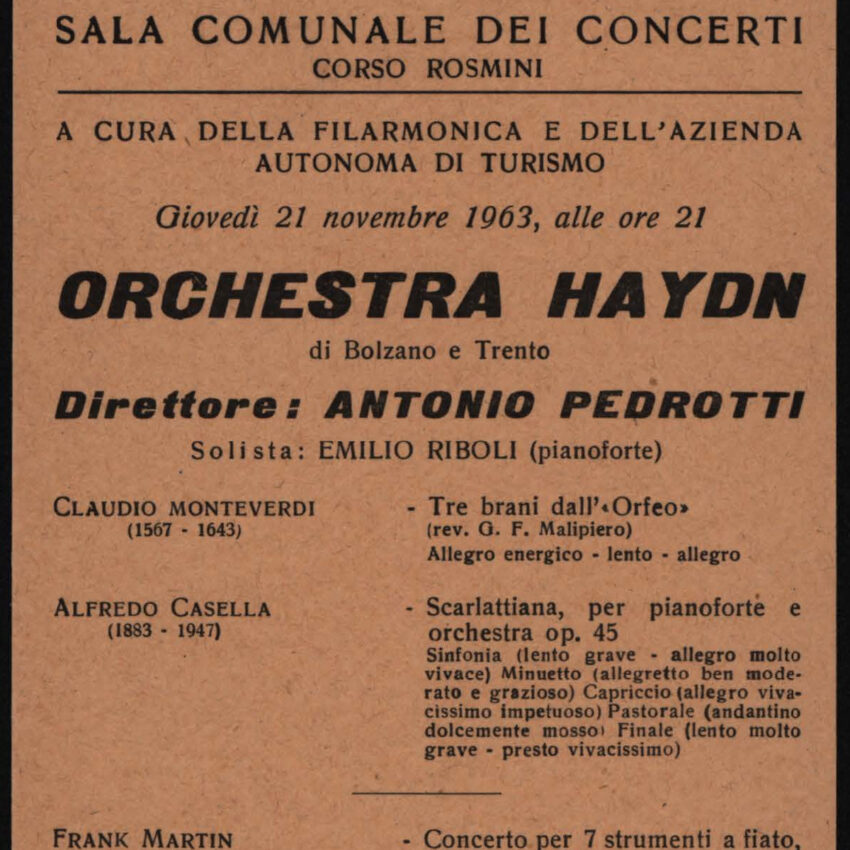 Concerto, Programma di sala, Orchestra Haydn, Rovereto, 1963-1964