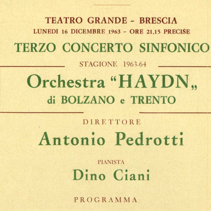 Concerto, Programma di sala, Orchestra Haydn, Brescia, 1963-1964