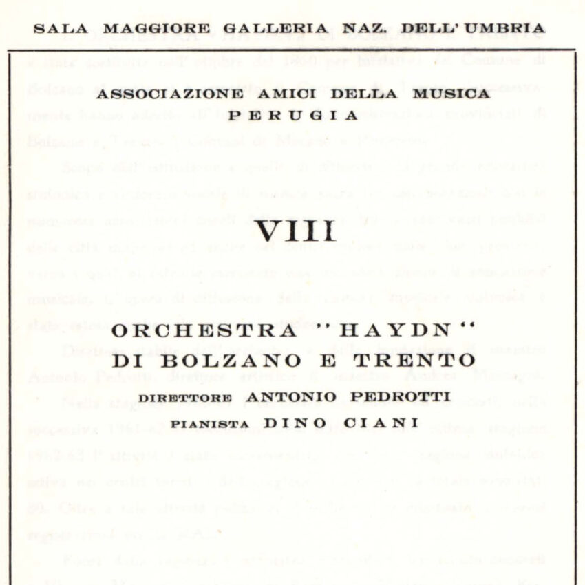 Concerto, Programma di sala, Orchestra Haydn, Perugia, 1963-1964
