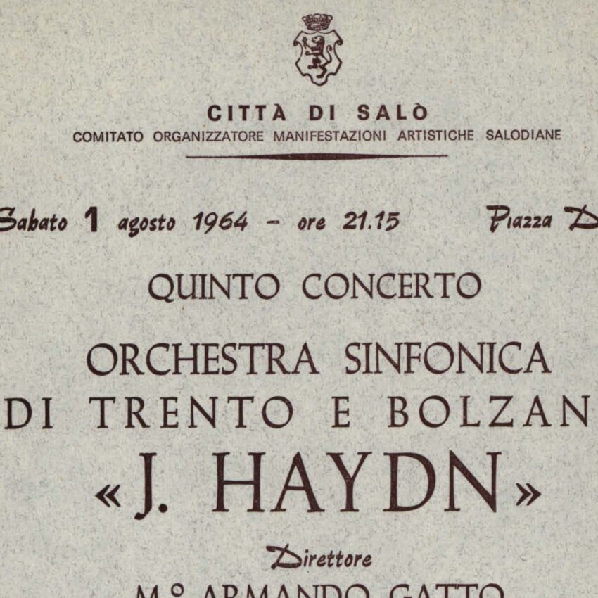 Concerto, Programma di sala, Orchestra Haydn, Salò, 1963-1964