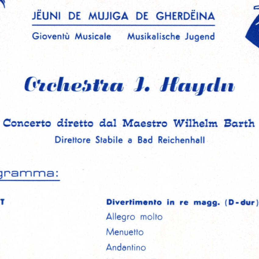 Concerto, Programma di sala, Orchestra Haydn, Ortisei, St. Ulrich, 1964-1965