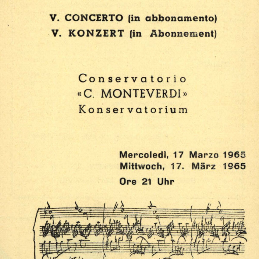 Concerto, Programma di sala, Orchestra Haydn, Bolzano, Bozen, 1964-1965