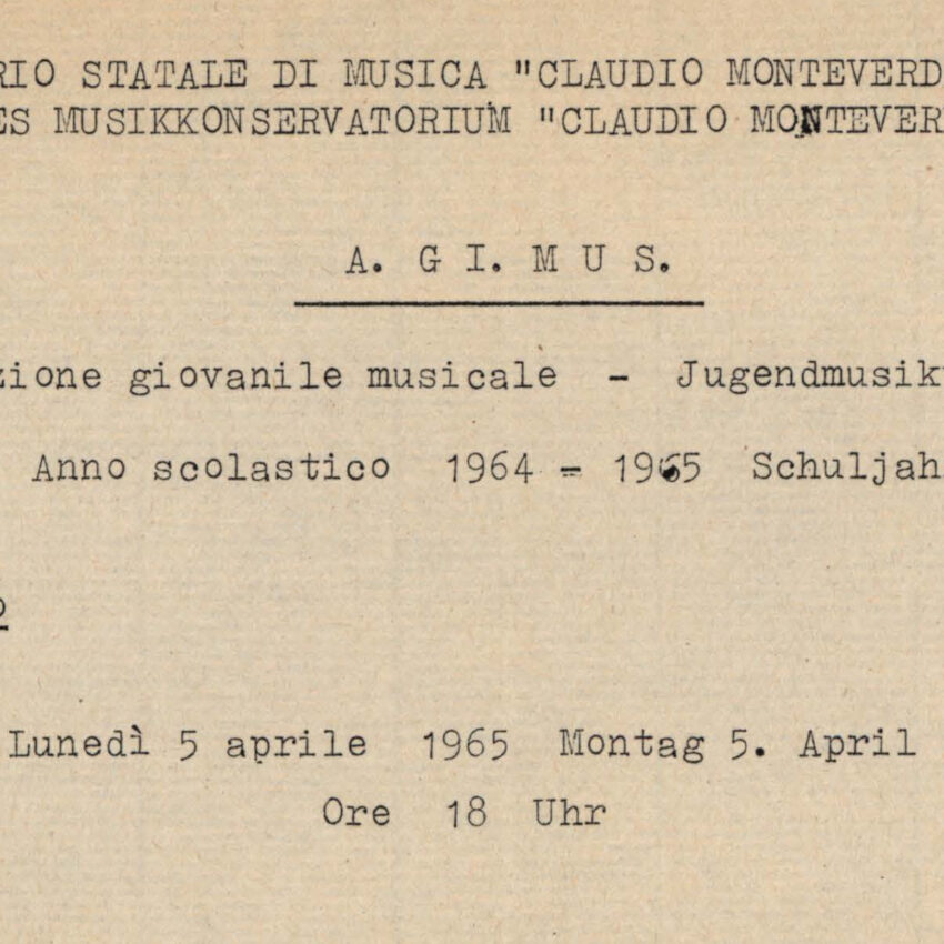 Concerto, Programma di sala, Orchestra Haydn, Bolzano, Bozen, 1964-1965