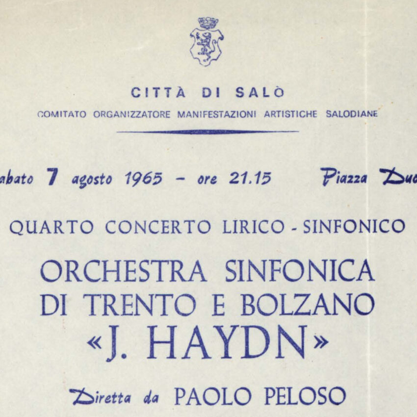 Concerto, Programma di sala, Orchestra Haydn, Salò, 1964-1965