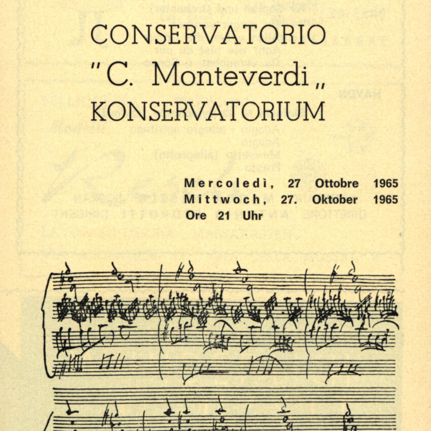 Concerto, Programma di sala, Orchestra Haydn, 1965-1966, Bolzano, Bozen