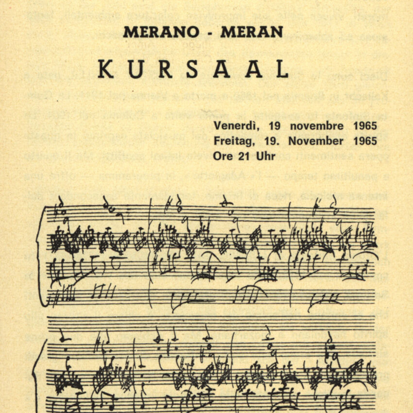 Concerto, Programma di sala, Orchestra Haydn, 1965-1966, Merano, Meran