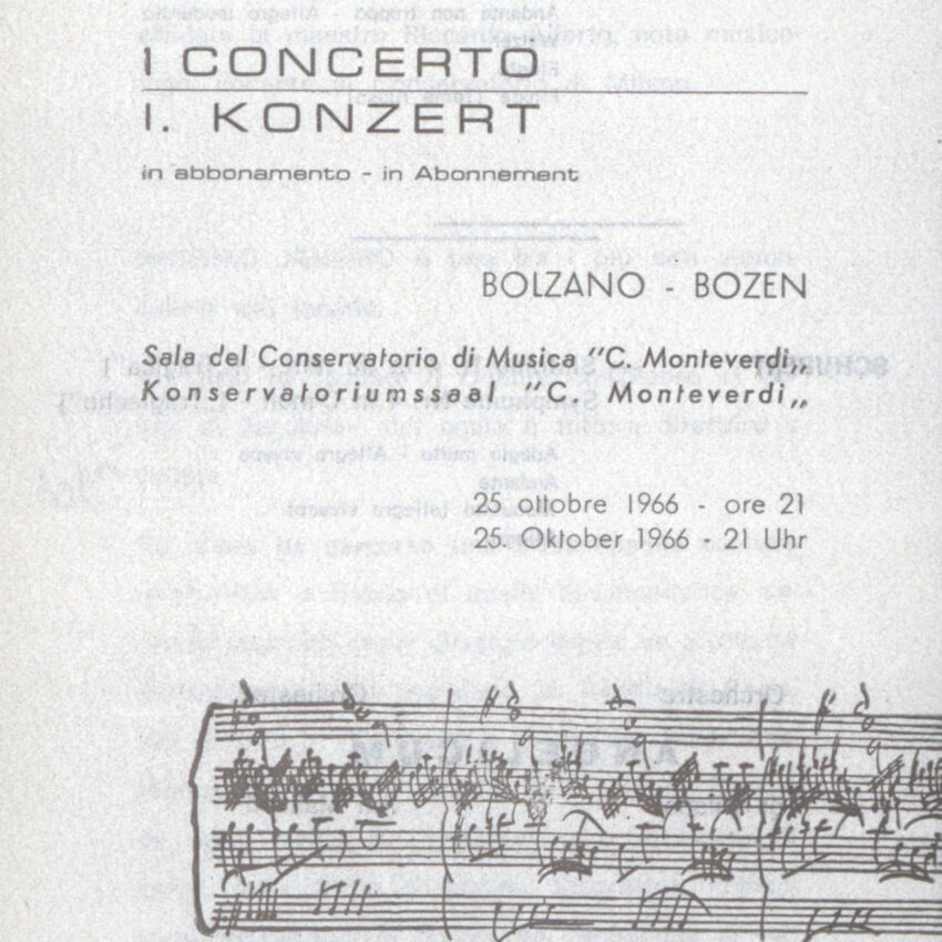 Concerto, Programma di sala, Orchestra Haydn, 1966-1967, Bolzano, Bozen