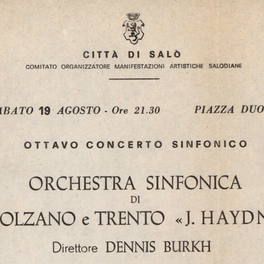 Concerto, Programma di sala, Orchestra Haydn, 1966-1967, Salò