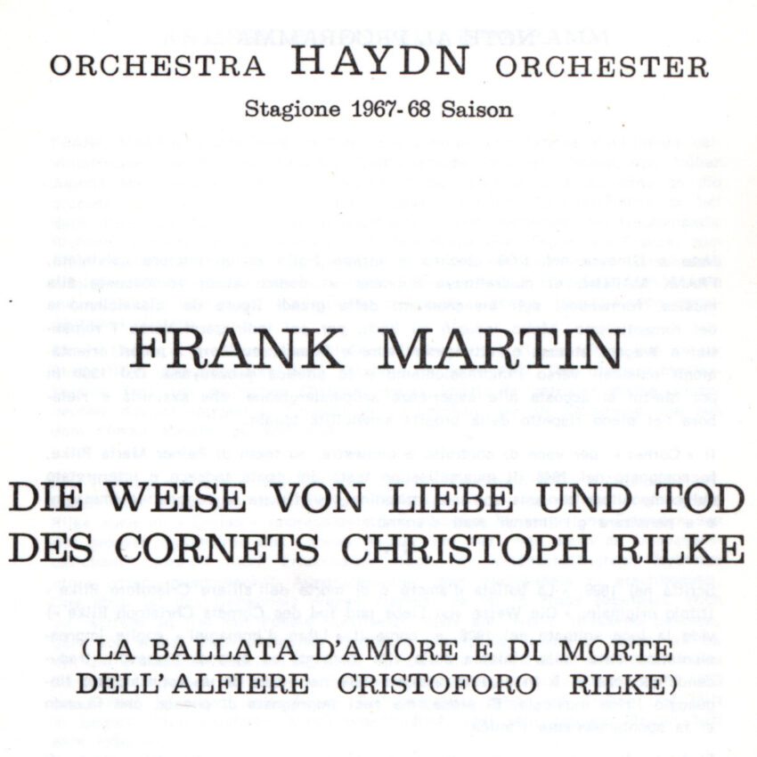 Concerto, Programma di sala, Orchestra Haydn, 1967-1968, Bolzano, Bozen, Trento, Trient
