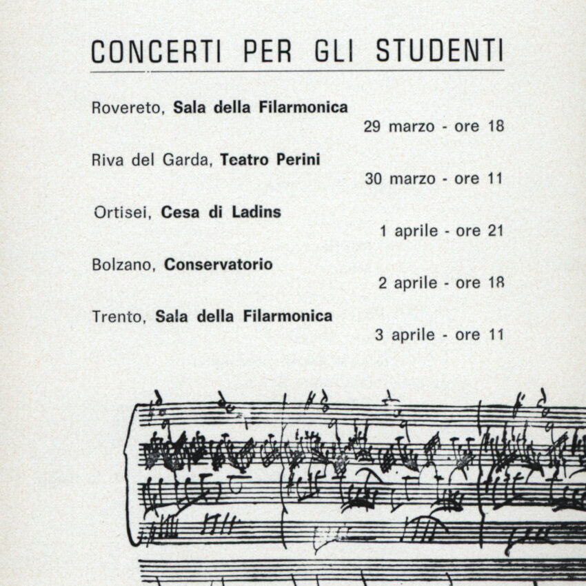 Concerto, Programma di sala, Orchestra Haydn, 1967-1968, Trento, Trient, Rovereto, Bozen, Bolzano, Ortisei, St. Ulrich, Riva del Garda