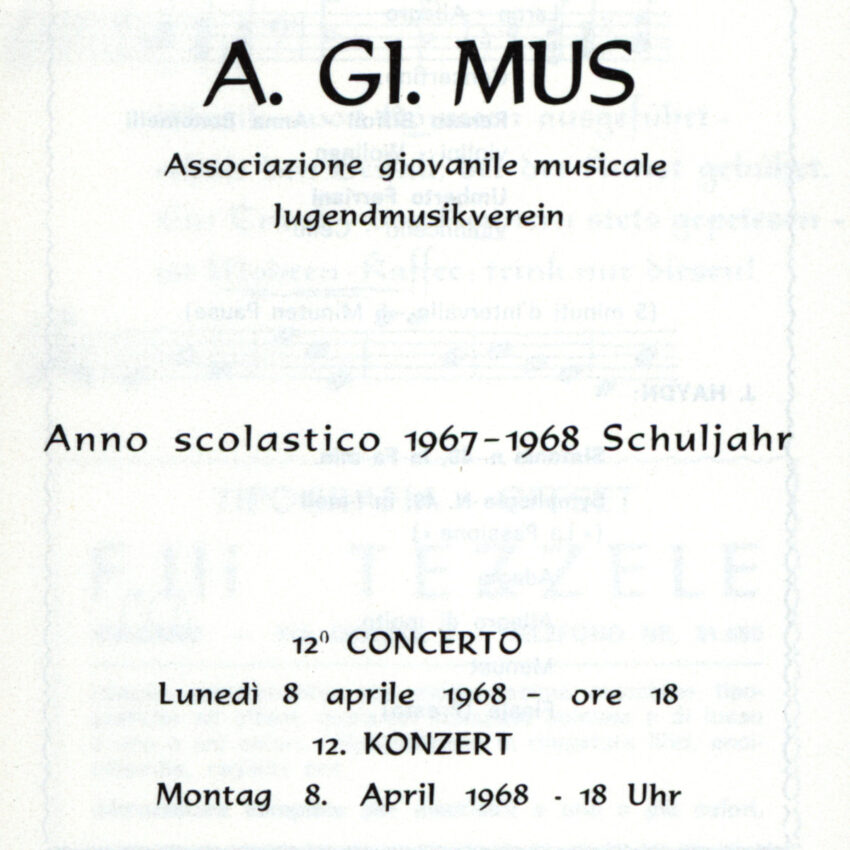 Concerto, Programma di sala, Orchestra Haydn, 1967-1968, Bolzano, Bozen